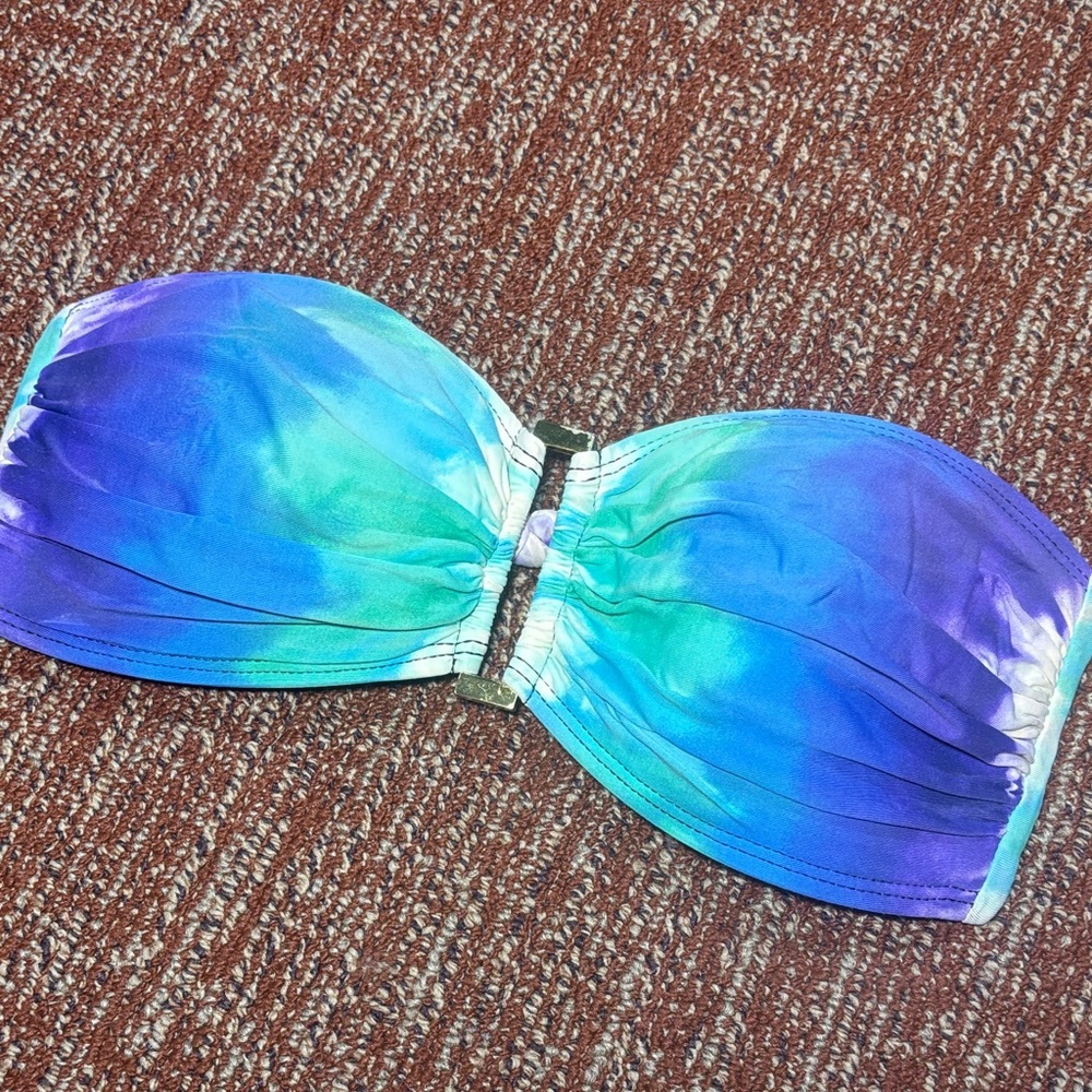 La Blanca tie dye bandeau strapless bikini top swimwear top size 6 resortwear